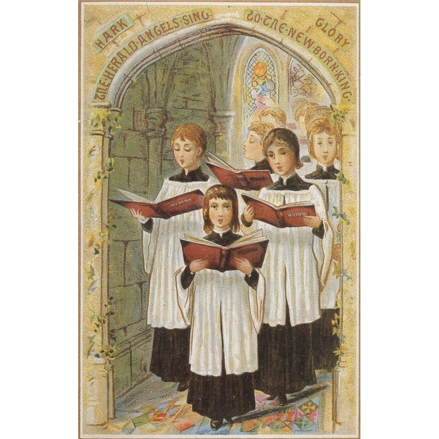 Christmas card Choir Boys Hark the Herald Angels Sing Poster Print Image 1