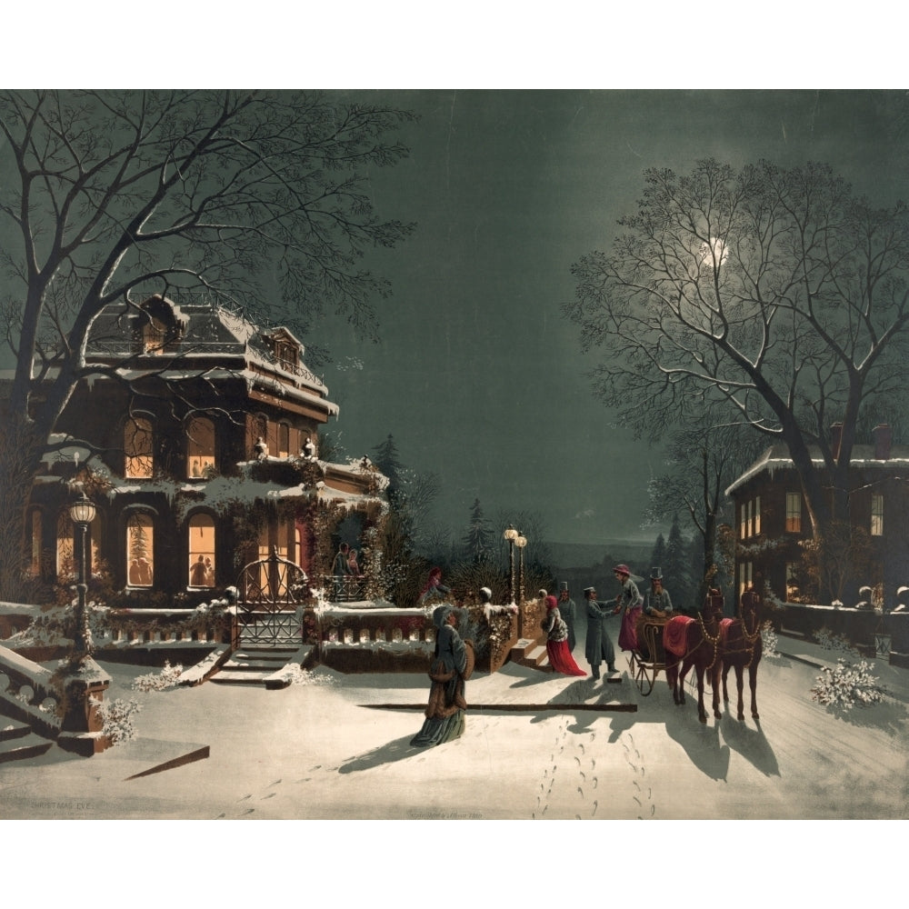 J. Hoover Lith Christmas Eve 1880 Poster Print Image 1