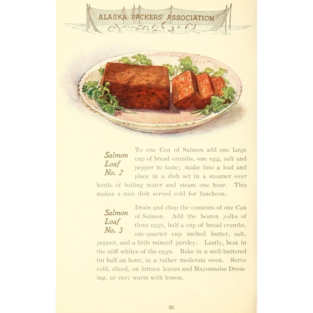 Canned Salmon Recipes 1900 Salmon loaf Poster Print Image 1