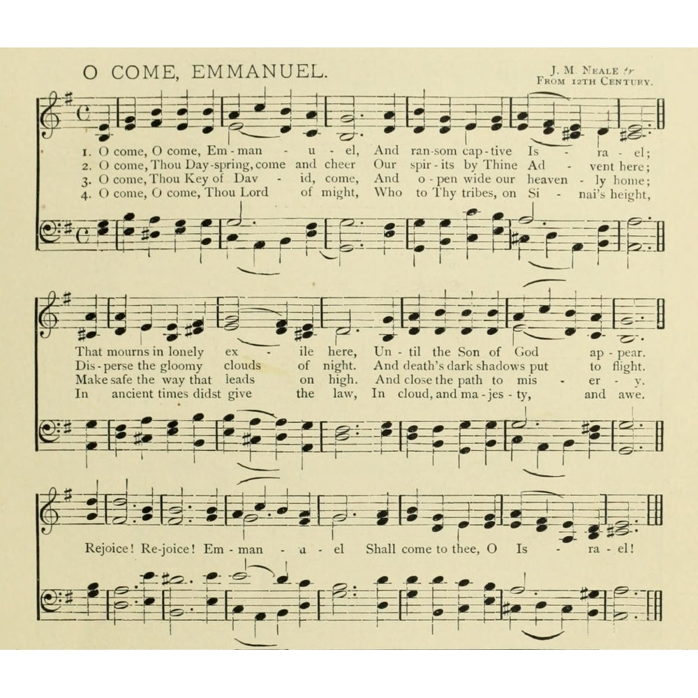 O Come  Emmanuel Christmas in Song 1891 Poster Print Image 2