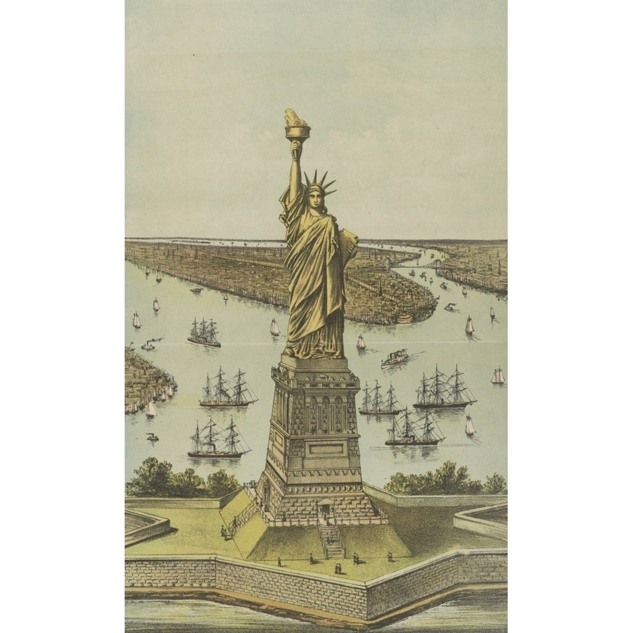 Currier and Ives. Print c.1885 Statue of Liberty 3 Poster Print Image 1