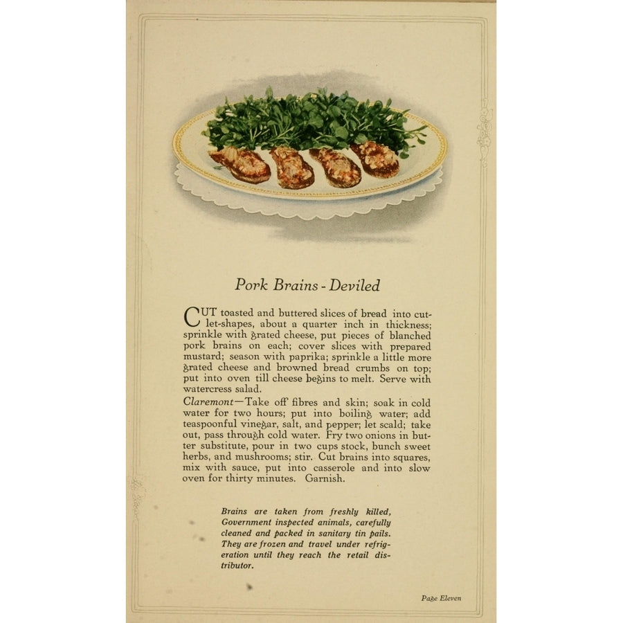Unusual Meats 1919 Pork Brains Deviled Poster Print Image 1