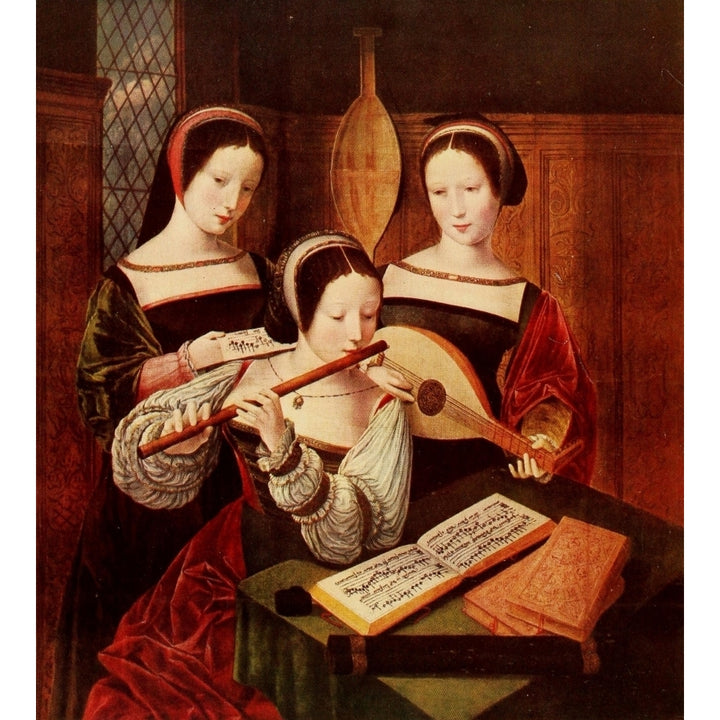 Master of the Female Half Lengths 1530 Western History of Music 1978 3 ladies playing music Poster Print Image 1