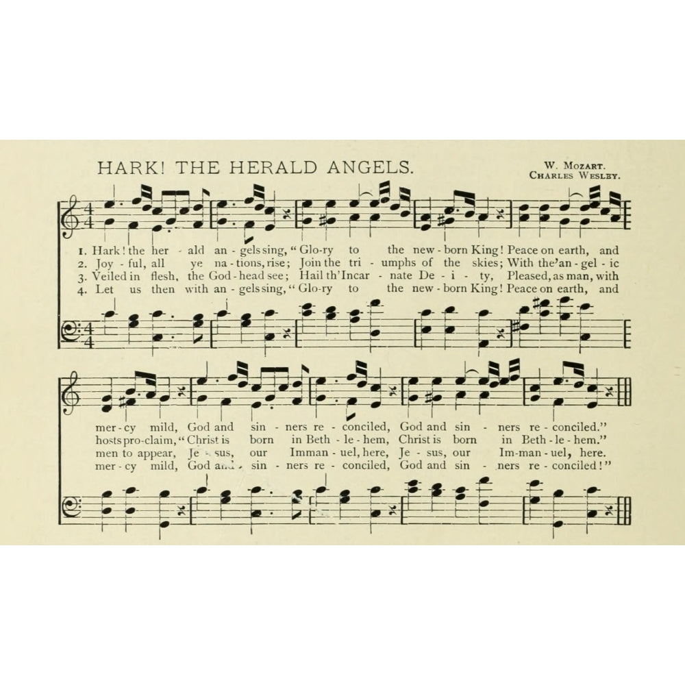 Hark the Herald Angels Sing Mendelssohn and Wesley Christmas in Song 1891 2 Poster Print Image 2