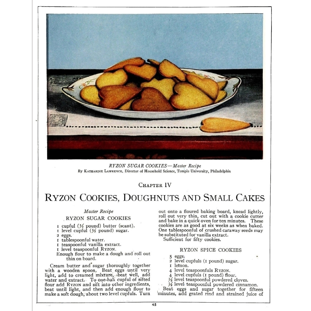 Ryzon Baking Book 1917 Sugar Cookies Poster Print Image 1