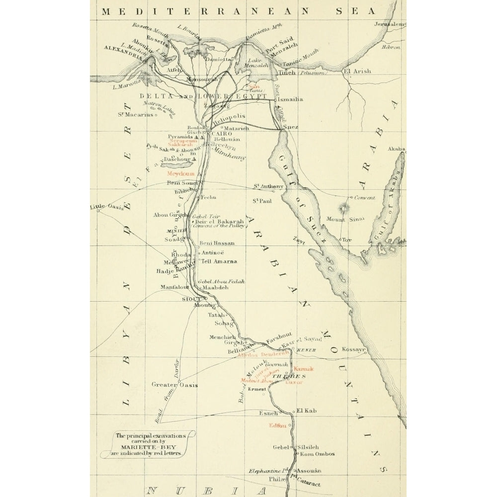 Map Monuments of Upper Egypt 1877 Egypt Poster Print Image 2