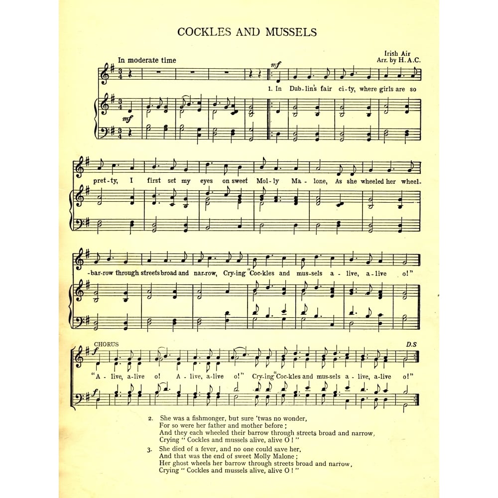 Traditional Irish News Chronicle Song Book n.d. Cockles and Muscles Poster Print Image 2