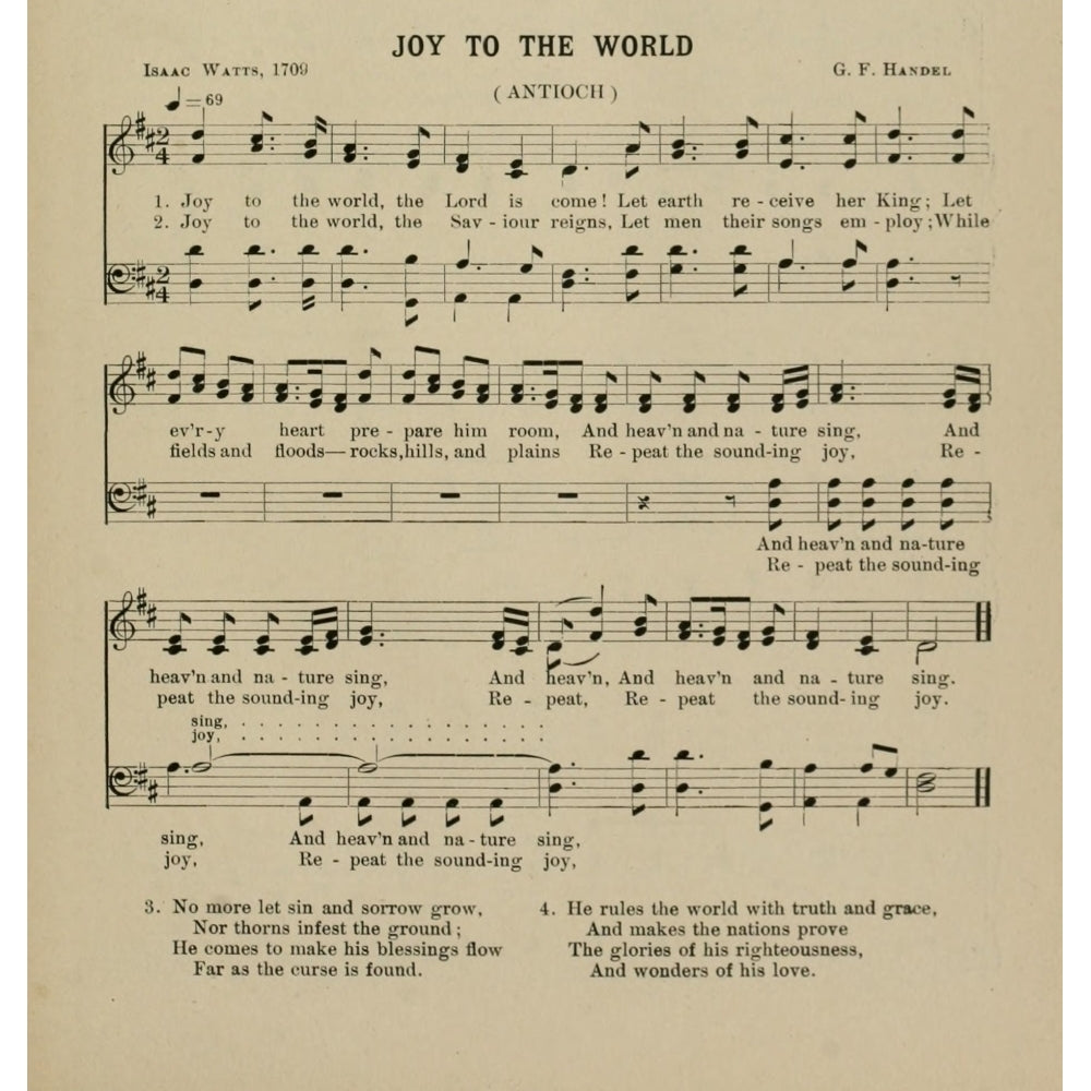 Joy to the World Handel  and Watts  Christmas Carols and Hymns 1910 Poster Print Image 2