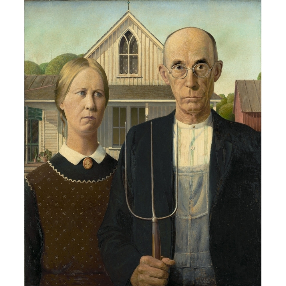 Painting 1930 American Gothic Poster Print by Grant Wood Image 2