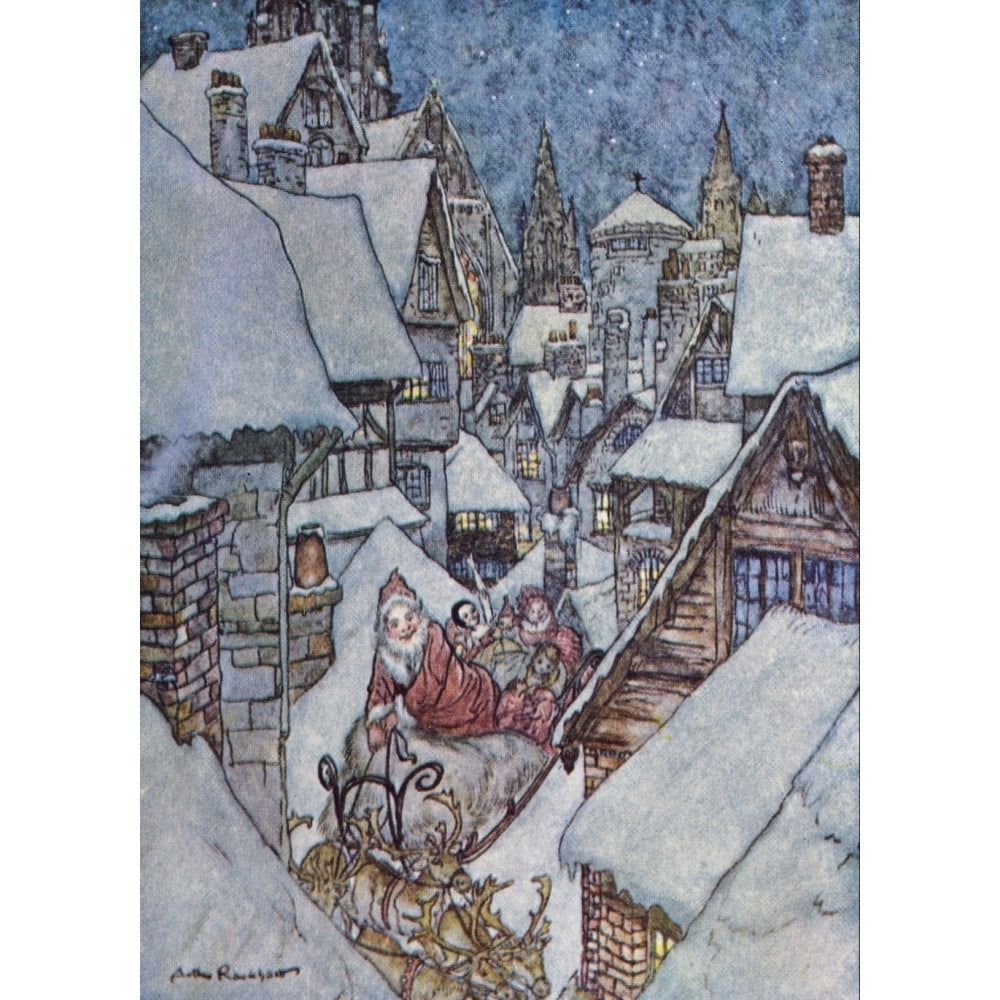 The Night before Christmas 1931 Santa and Sleigh Poster Print by Arthur Rackham Image 2