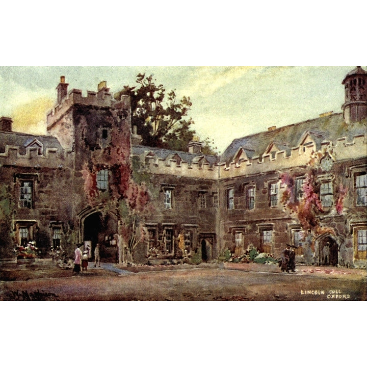 Oxford 1905 Lincoln College inside Quadrangle Poster Print by William Matthison Image 1