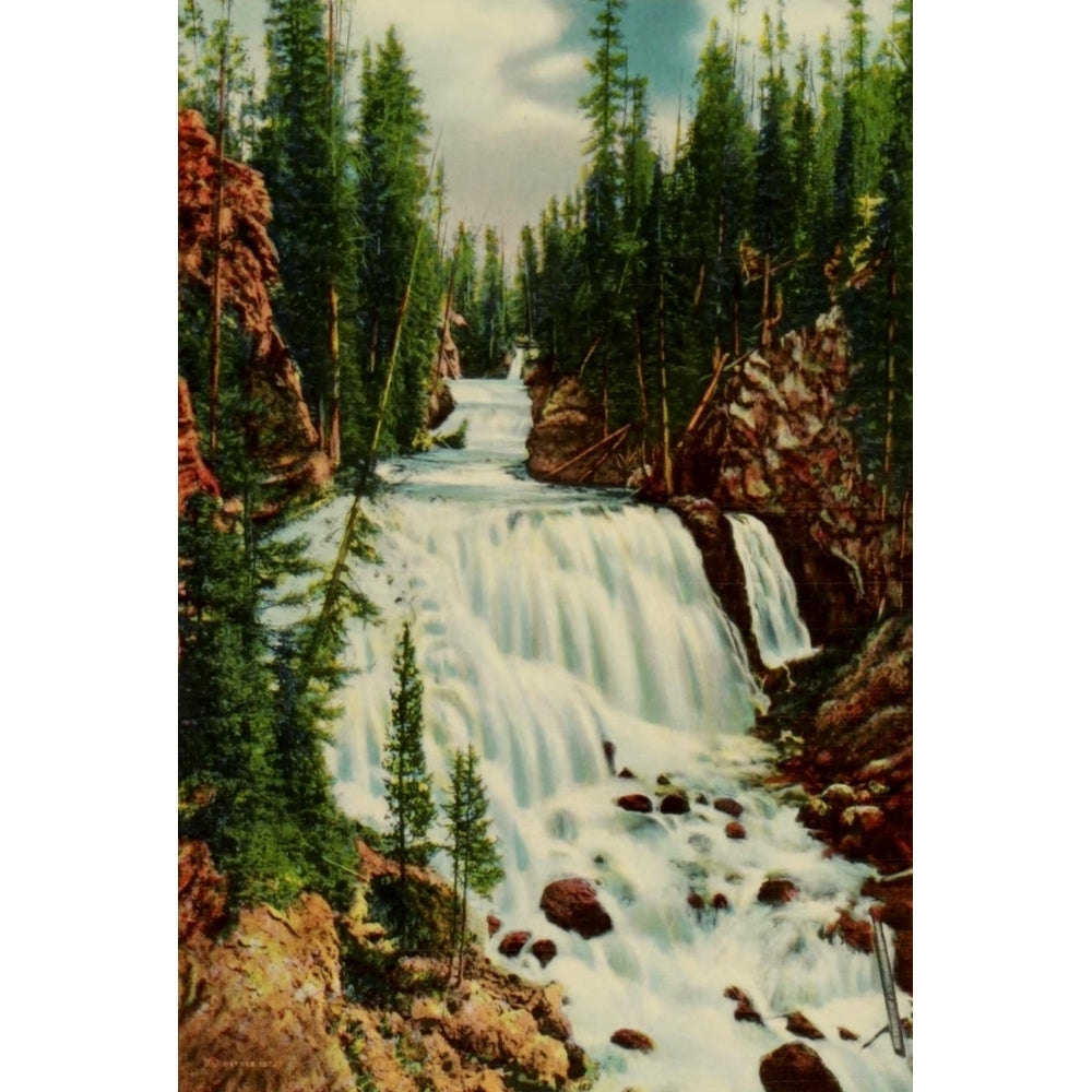 Yellowstone Park 1920 Keplar Cascade Firehole River Poster Print by Unknown Image 1