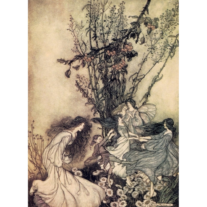 Peter Pan in Kensington Gardens 1912 Fairies are dancey Poster Print by Arthur Rackham Image 1