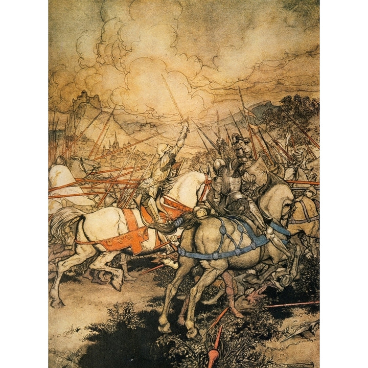 Romance of King Arthur 1917 Arthur drew Excalibur Poster Print by A. Rackham Image 2