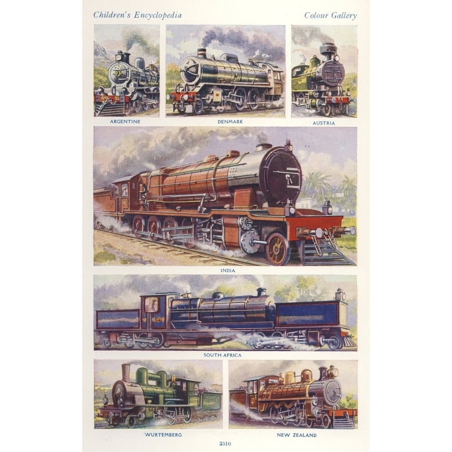 The Childrens Encyclopedia 1930s Trains 3 Poster Print by Unknown Image 1