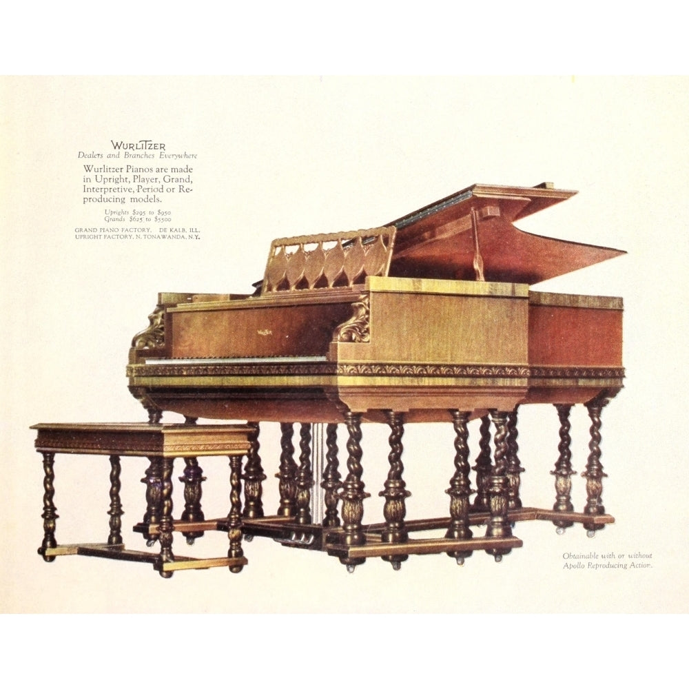 House and Garden 50 1926 Wurlitzer Pianos Poster Print by Unknown Image 2