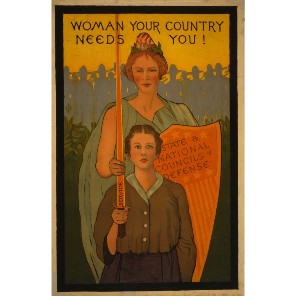 WWI Recruitment Poster 1917 Woman Your Country Needs You Poster Print by Unknown Image 2