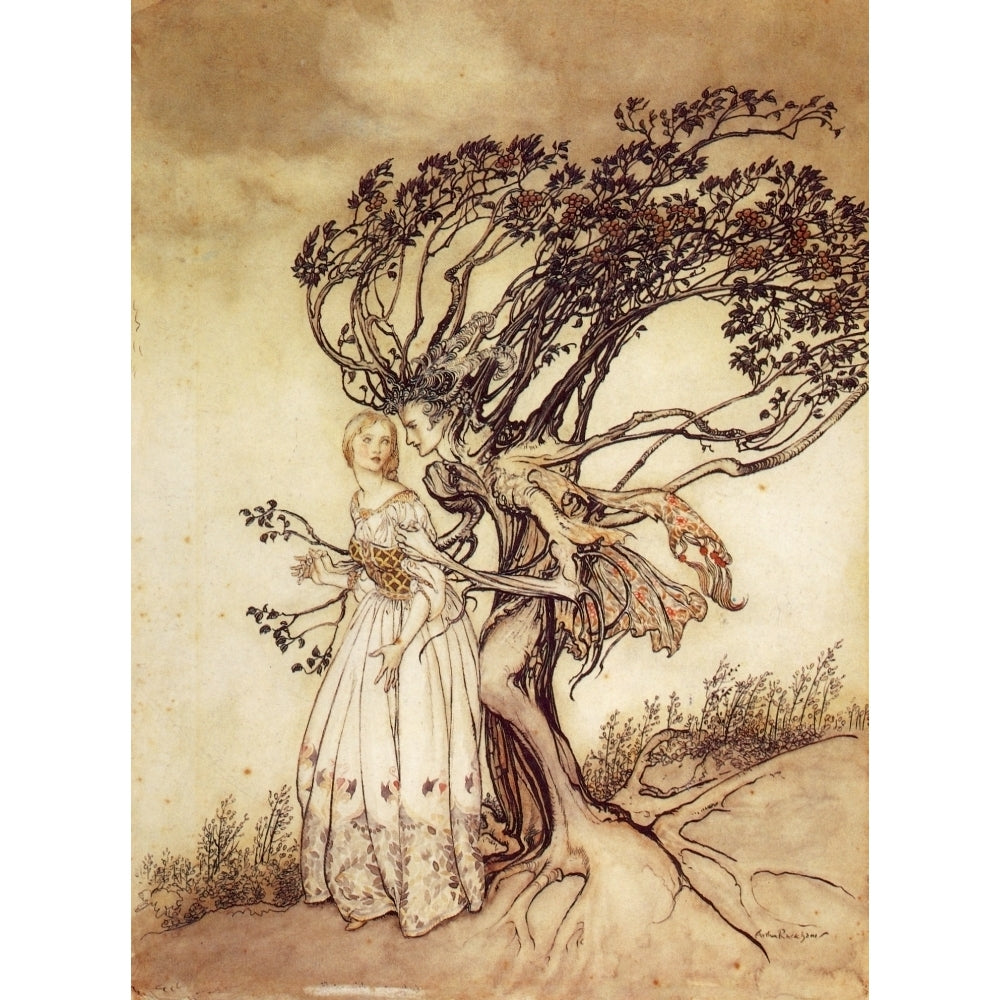 Little Brother and Little Sister 1917 Old Woman in the Wood Poster Print by A. Rackham Image 1