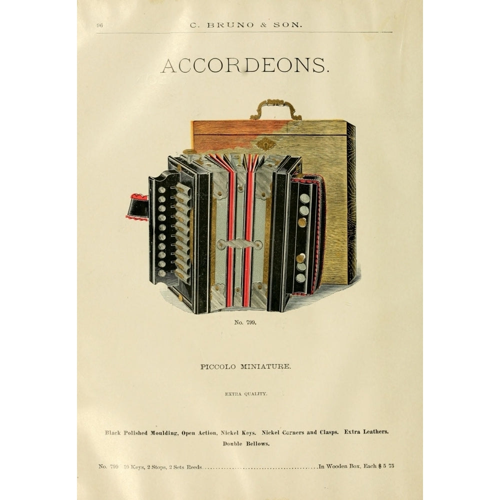 Catalogue C. Bruno and Son c.1890 Kalbe Imperial accordians 15 Poster Print by Unknown Image 1