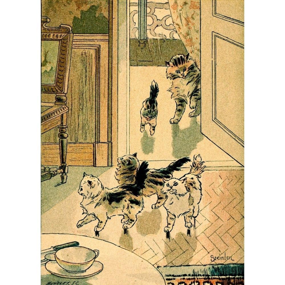 Folle journ_e 1900 The cat family came in Poster Print by Th_ophile Steinlen Image 2