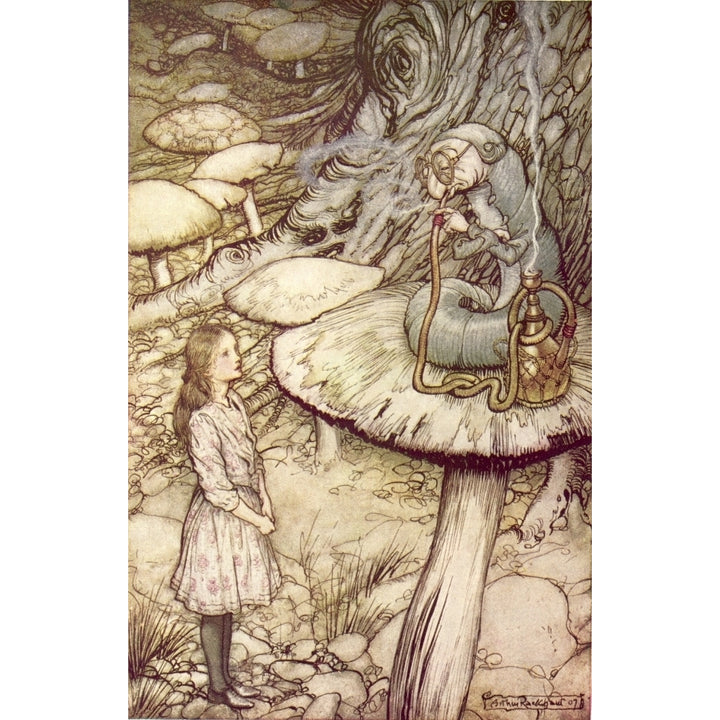 Alices Adventures in Wland 1907 Smoking Caterpillar Poster Print by A. Rackham Image 1