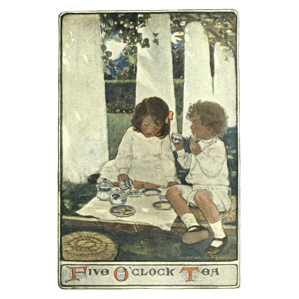 Scribners 34 1903 Child in a Garden Five oclock tea Poster Print by Jessie Willcox Smith Image 1