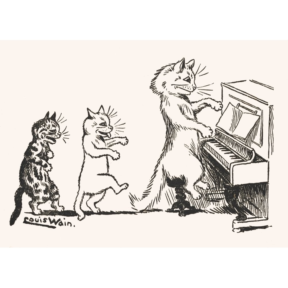 Our Darlings c.1908 Cats at the piano Poster Print by Louis Wain Image 1