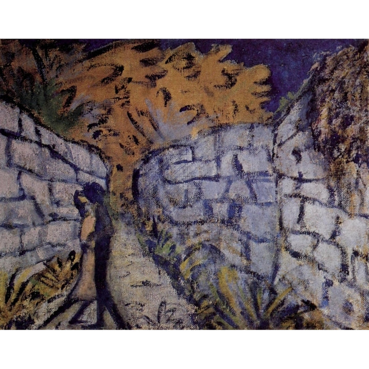 Pair of lovers between garden walls 1916 Poster Print by Otto Mueller Image 2