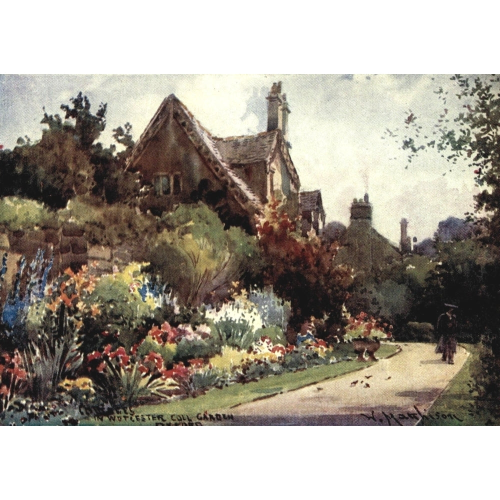 Oxford 1905 Cottages Worcester College Garden Poster Print by William Matthison Image 2