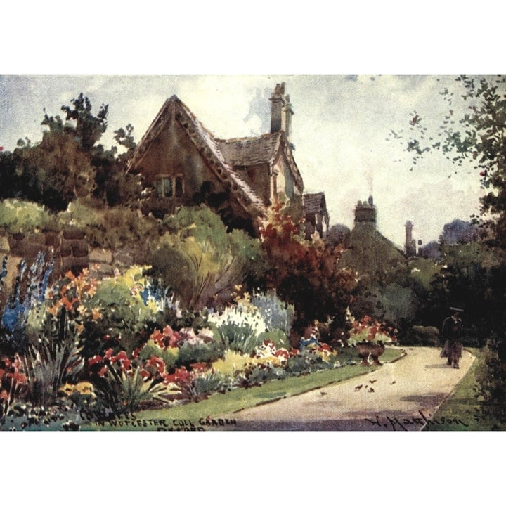 Oxford 1905 Cottages Worcester College Garden Poster Print by William Matthison Image 1