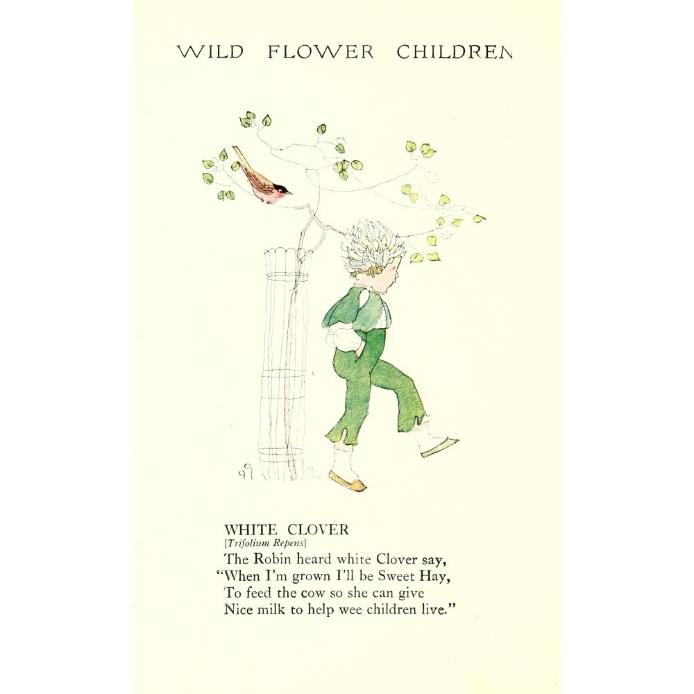 Wild Flower Children c.1918 White Clover Poster Print by Janet Laura Scott Image 1