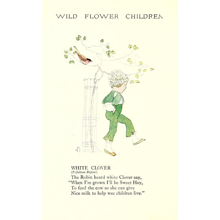 Wild Flower Children c.1918 White Clover Poster Print by Janet Laura Scott Image 1