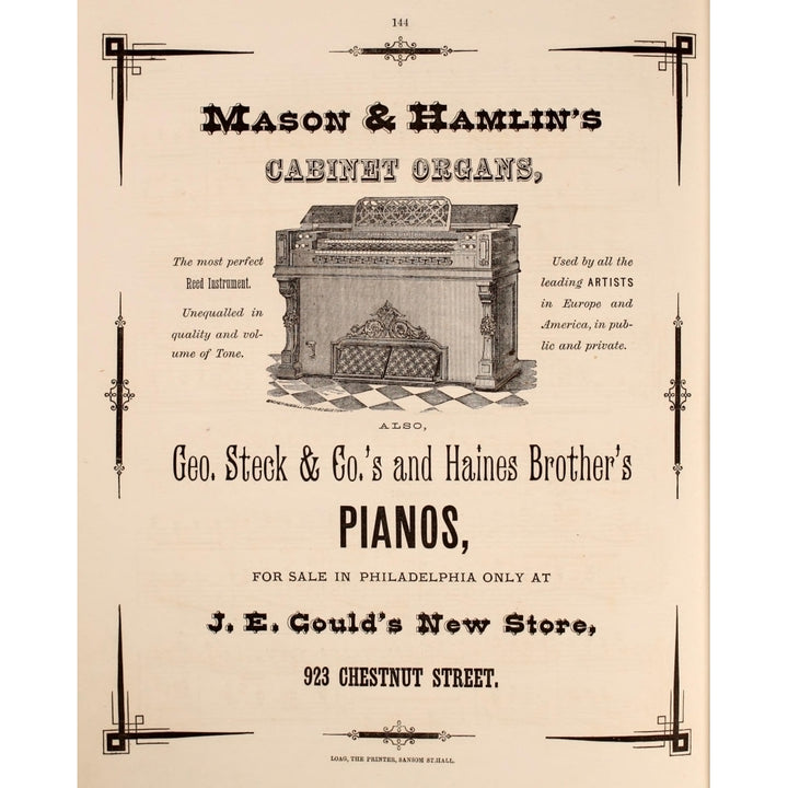 Music Album for the Piano 1868 Mason and Hamlins Organs Poster Print by Unknown Image 1