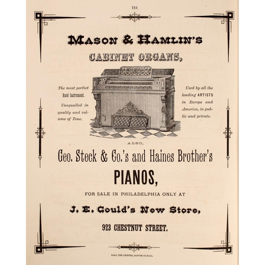 Music Album for the Piano 1868 Mason and Hamlins Organs Poster Print by Unknown Image 1