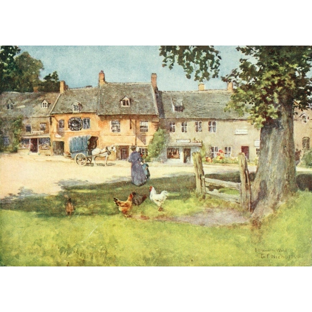 Cotswolds 1920 Old Stocks Stow on the Wold Poster Print by George F. Nicholls Image 2