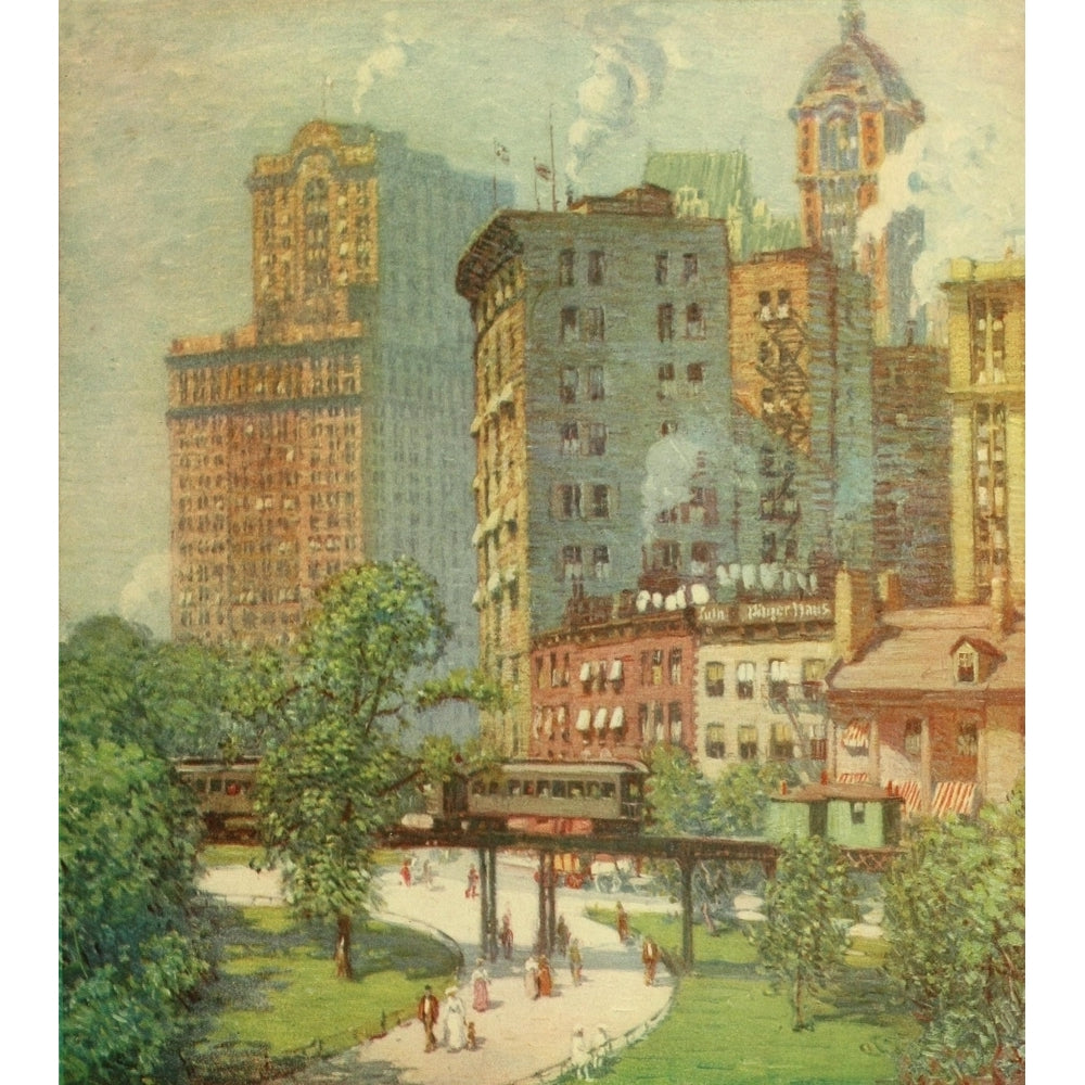 Old York Yesterday and Today 1922 Battery Park and State St NY Poster Print by Everett L. Warner Image 1