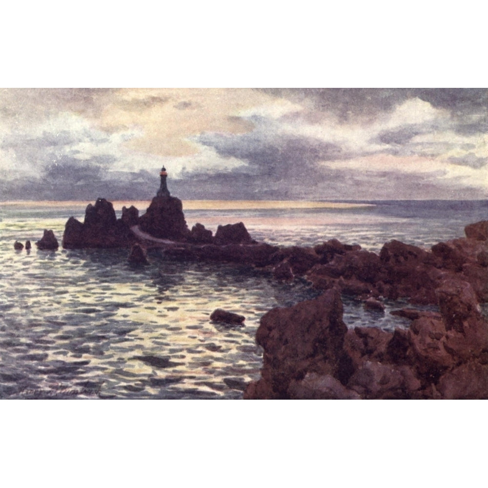 Channel Islands 1911 La Corbiere Lighthouse Jersey Poster Print by Henry Bowser Wimbush Image 1