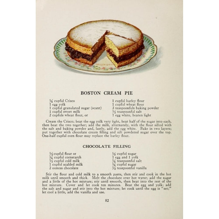 War Time Recipes 1918 Boston Cream Pie Poster Print by Janet McKenzie Hill Image 1