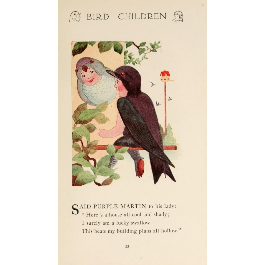 Bird Children 1912 Purple Martin Poster Print by M.T. Ross Image 1