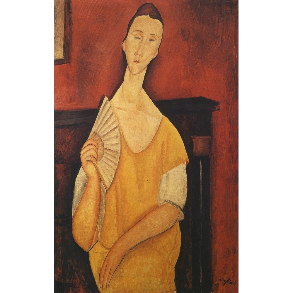 Woman with a Fan 1919 Poster Print by Amedeo Modigliani Image 1