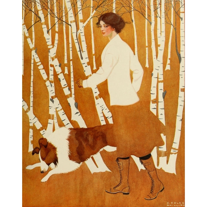 A Gallery of Girls 1911 Birches Poster Print by Clarence Coles Phillips Image 1