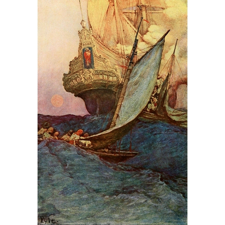 Howard Pyles Book of Pirates 1921 An attack on a galleon Poster Print by Howard Pyle Image 2