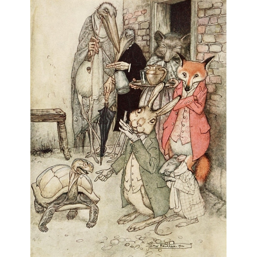 Aesops Fables 1912 Hare and the Tortoise Poster Print by A. Rackham Image 1