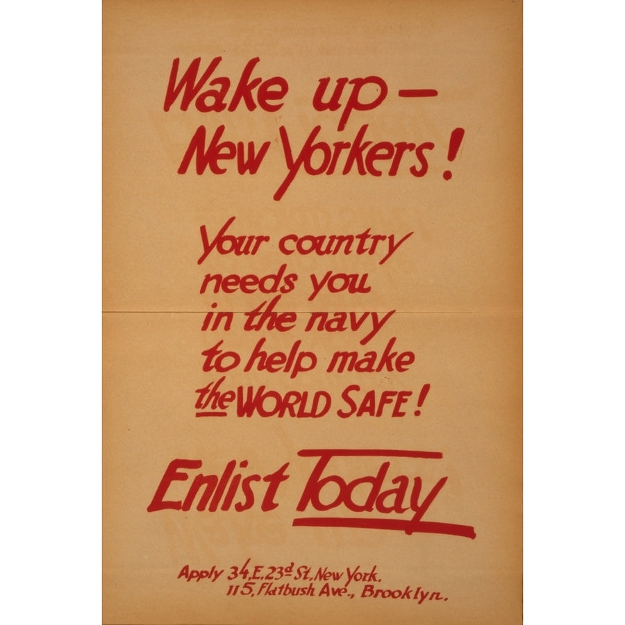 WWI Recruitment Poster 1914 Wake up Yorkers Poster Print by Unknown Image 1