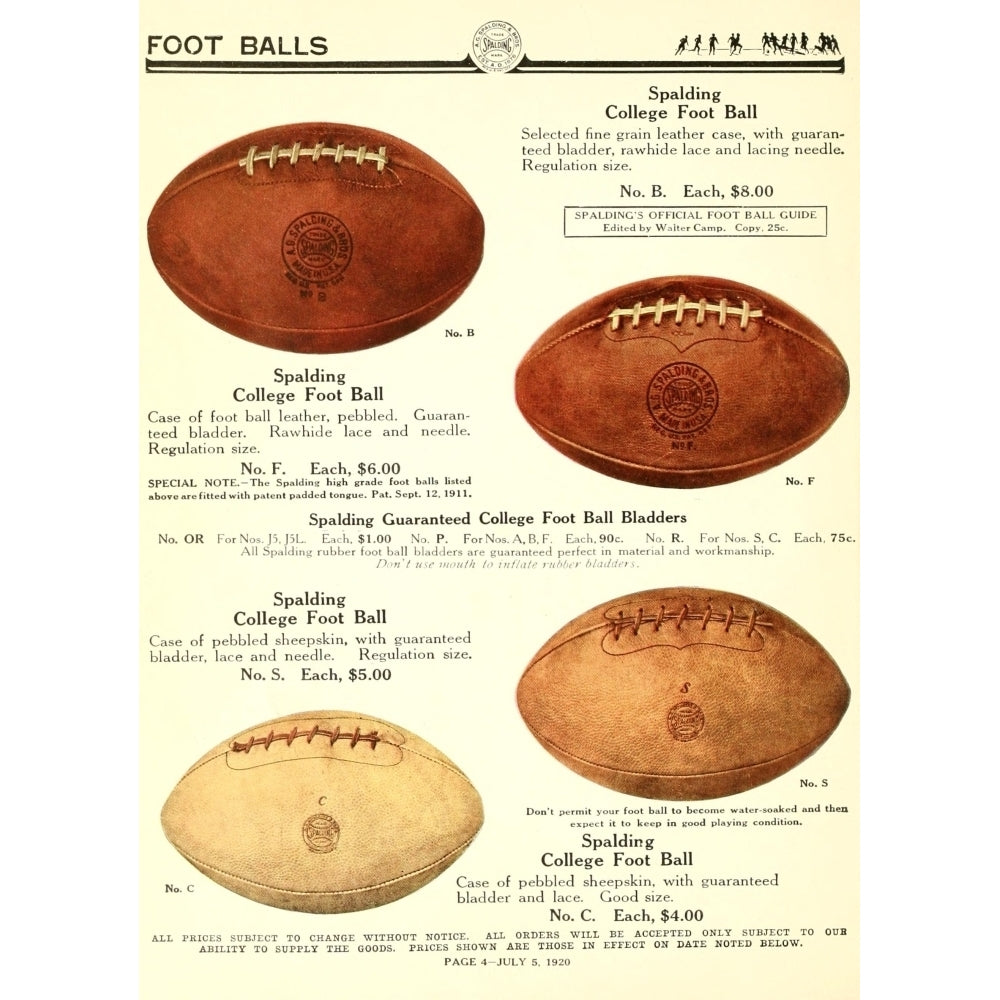 Spalding 1920 American Footballs 2 Poster Print by Unknown Image 1