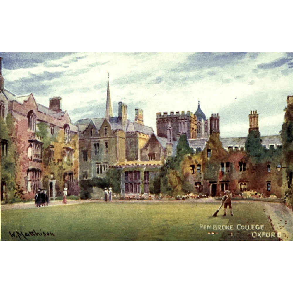 Oxford 1905 Pembroke College Quadrangle Poster Print by William Matthison Image 2