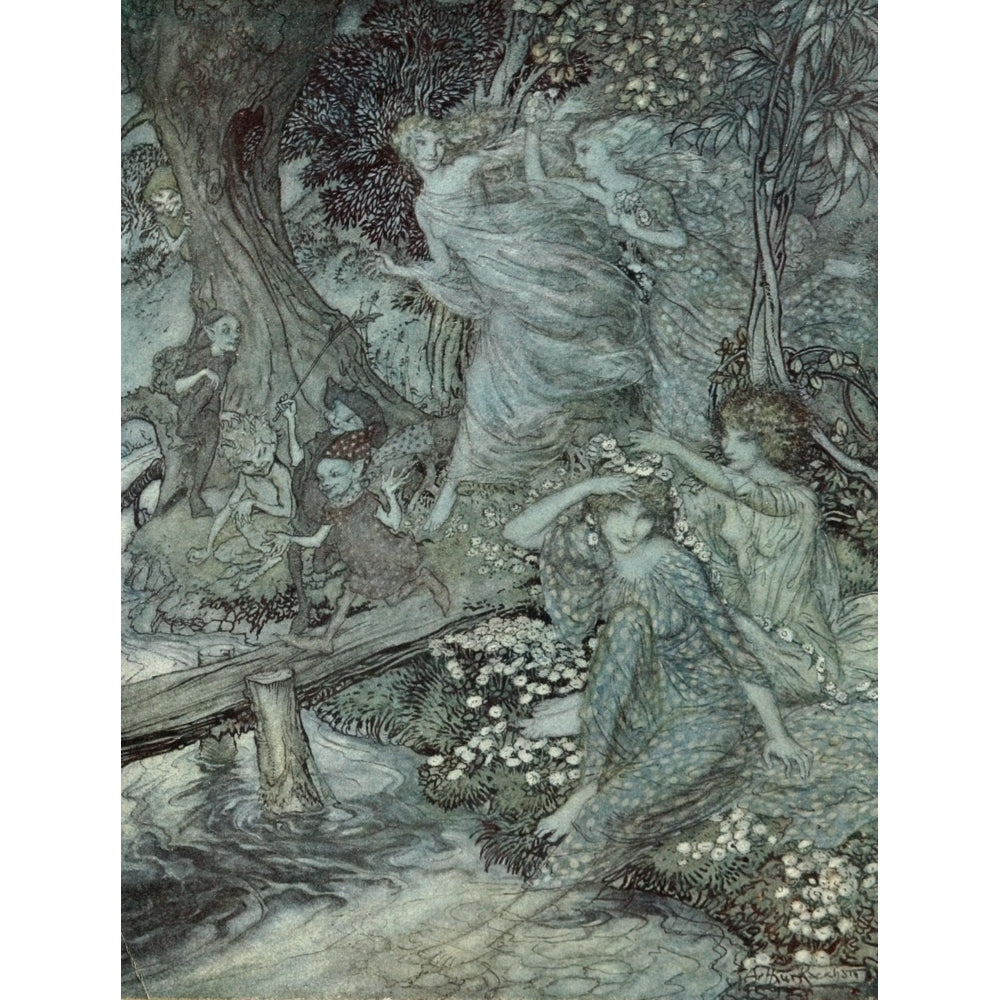 Comus 1921 Wood nymphs with daisies Poster Print by Arthur Rackham Image 2