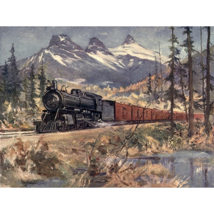 Canadian Pacific Railway 1915 Three Sisters Rockies Poster Print by Unknown Image 1