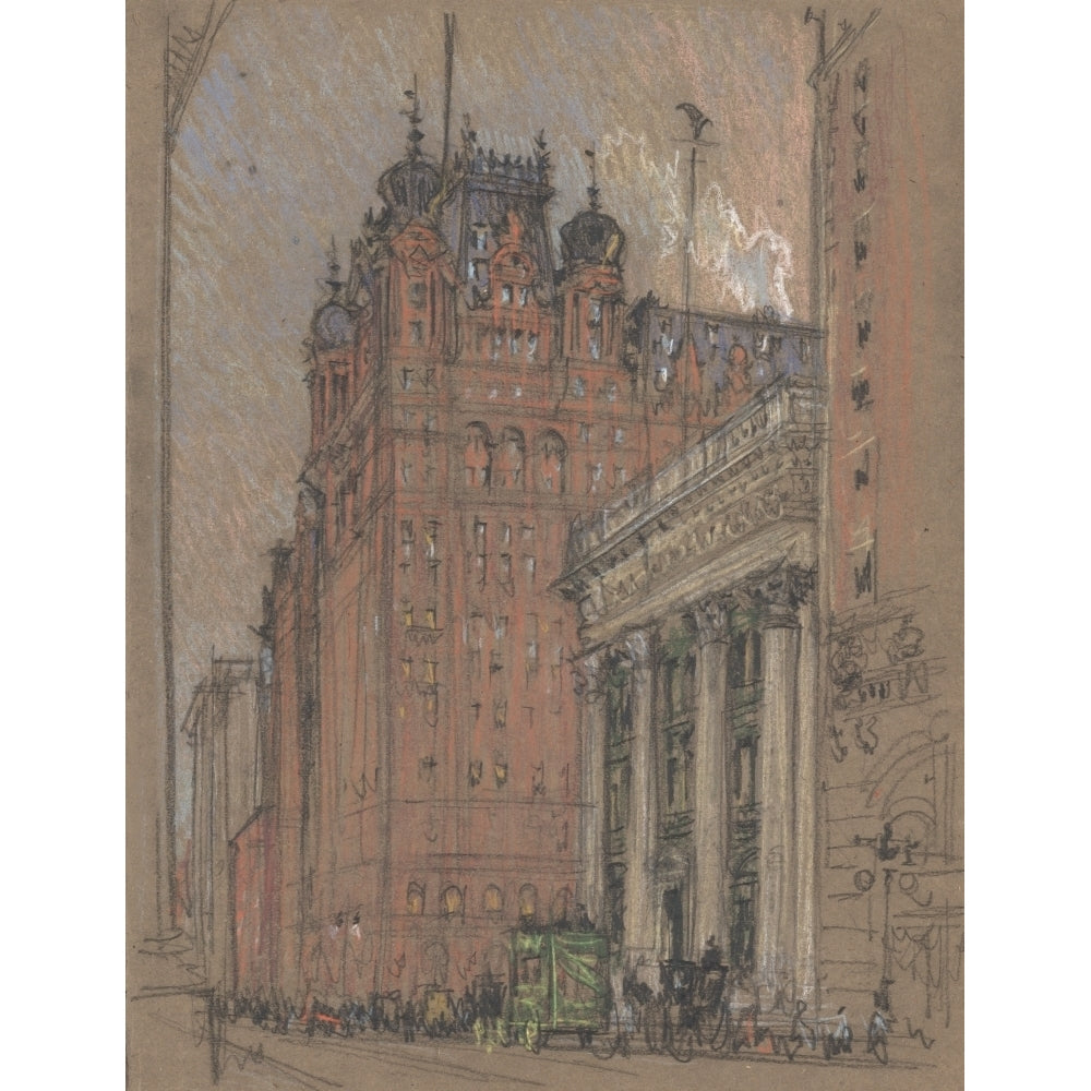 Drawing c.1904-8 Waldorf Astoria Hotel Thirty-Fourth Street and Fifth Avenue Poster Print by Joseph Pennell Image 1