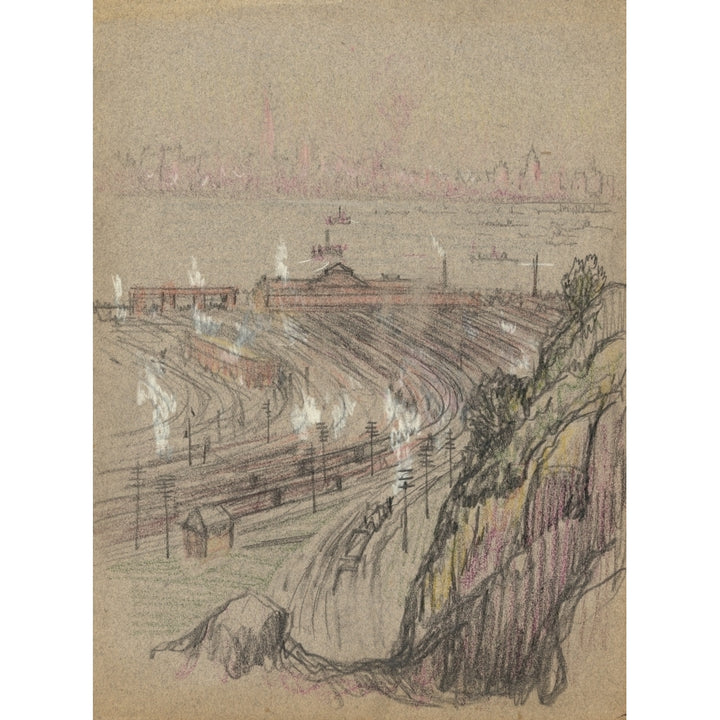 Drawing c.1909 Weehawken Poster Print by Joseph Pennell Image 1